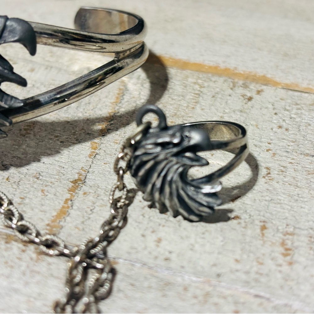 Vintage❤️1995 Signed EJC Eagle Bracelet & Ring - Picture 3 of 4